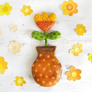 Arte murale con fiori di cartapesta, decorazione murale con fiori, decorazione per la casa con fiori di cartapesta stravaganti, scultura con fiori di carta, arte con carta riciclata