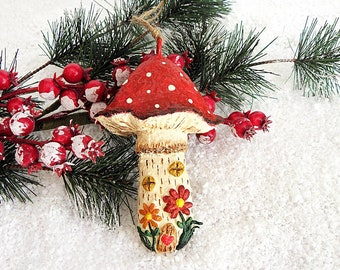 Paper Mache Mushroom House Ornament, Hanging Mushroom Decor, Big Mushroom Sculpture, Mushrooms Christmas, Eco-Friendly Decor, Toadstool Art