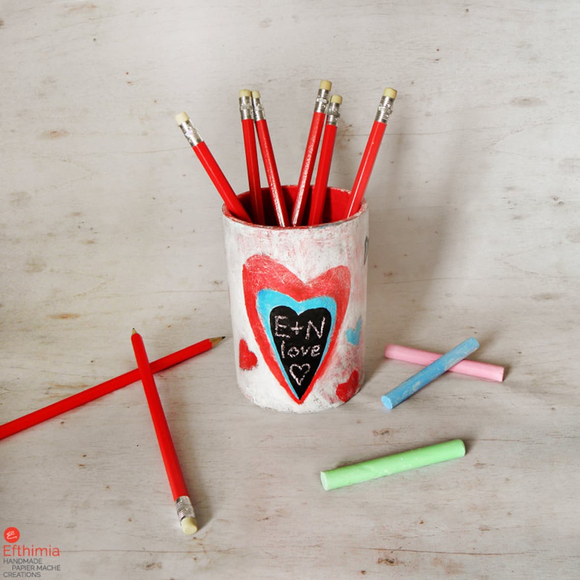 Paper Mache Pencil Holder Upcycled Home Office Decor Papier Etsy