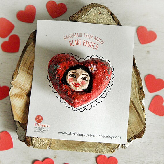 Red heart brooch sale