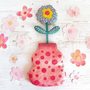 Arte murale con fiori di cartapesta, decorazione murale con fiori, decorazione per la casa con fiori di cartapesta stravaganti, scultura con fiori di carta, arte con carta riciclata