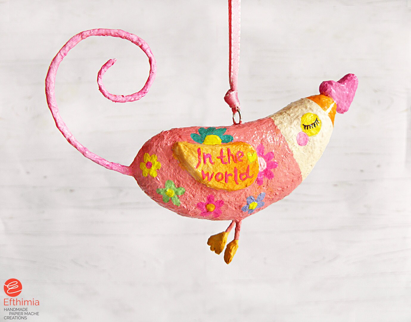 Paper Mache Mother's Day Hanging Bird Ornament, Mothers Day Gift From
