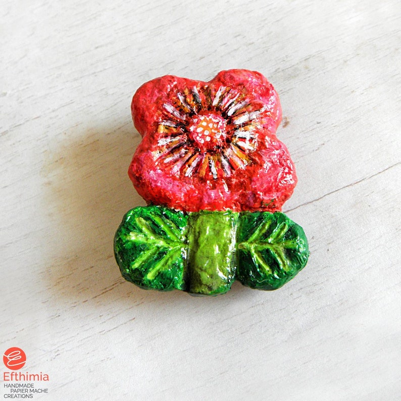 Paper Mache Flower Brooch Paper Pulp Pin Floral Jewelry Etsy
