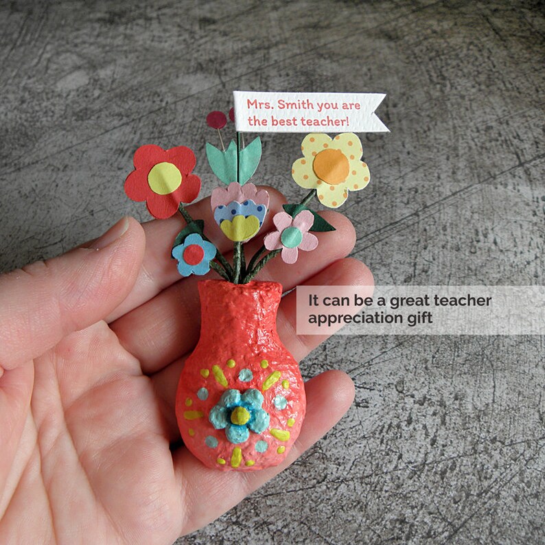 Flower Vase Red Flower Vase Paper Mache Etsy