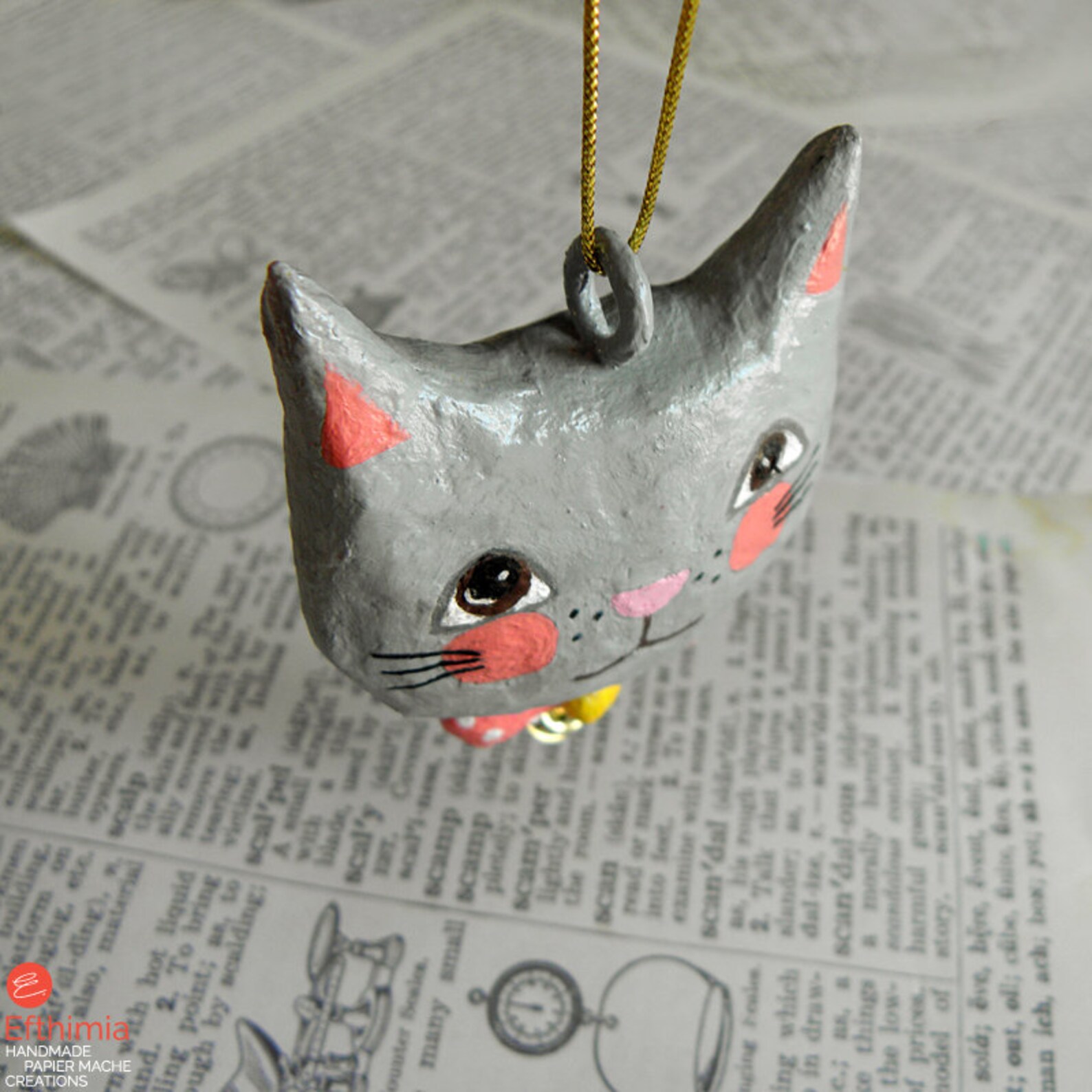 Grey Cat Ornament Cute Cat Lover Gift Christmas Ornament Etsy