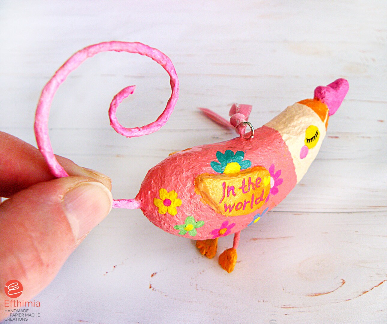 Paper Mache Mother's Day Hanging Bird Ornament, Mothers Day Gift From