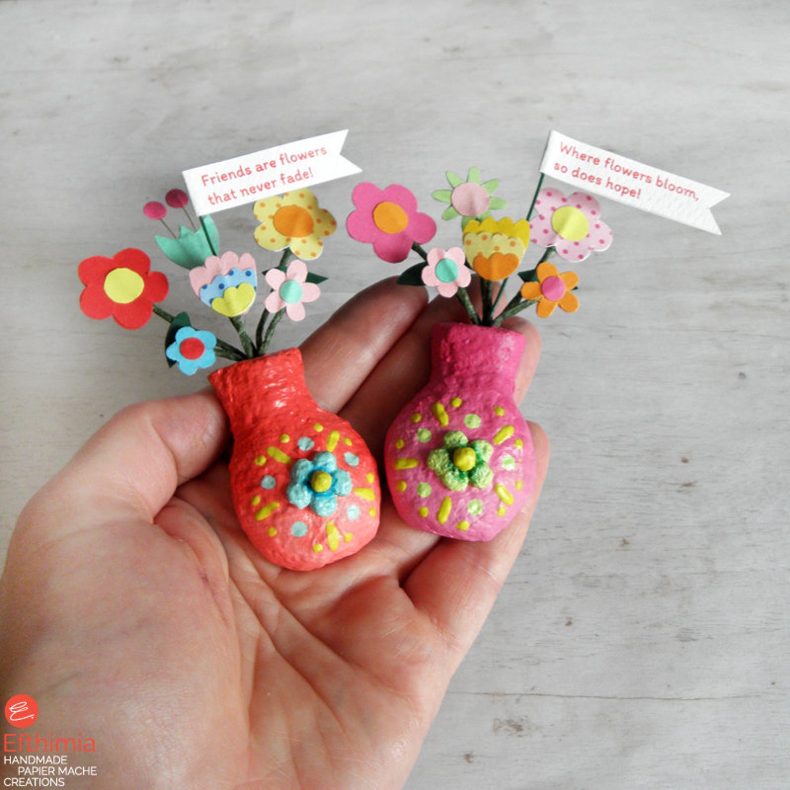 Flower Vase Red Flower Vase Paper Mache Etsy