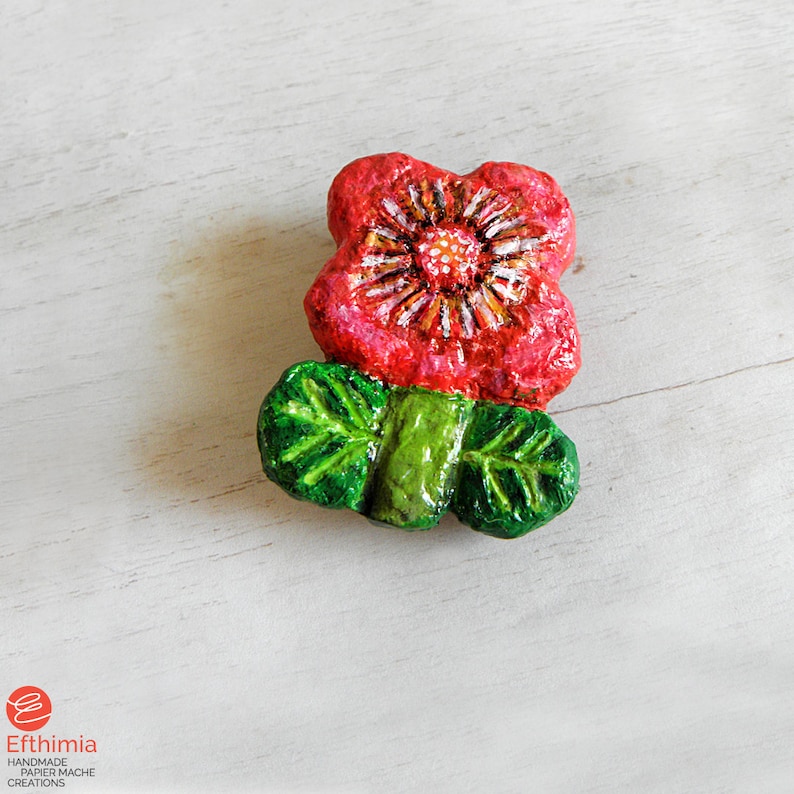 Paper Mache Flower Brooch Paper Pulp Pin Floral Jewelry Etsy