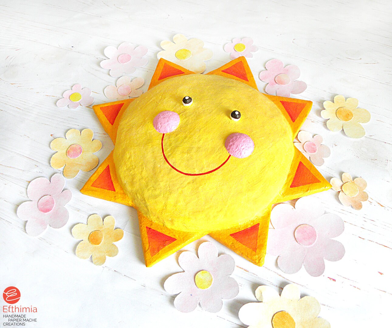 Paper Mache Happy Smiling Sun Wall Decor Big Sun Wall Art - Etsy