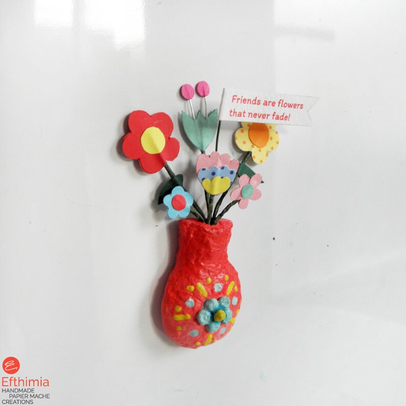 Flower Vase Red Flower Vase Paper Mache Etsy