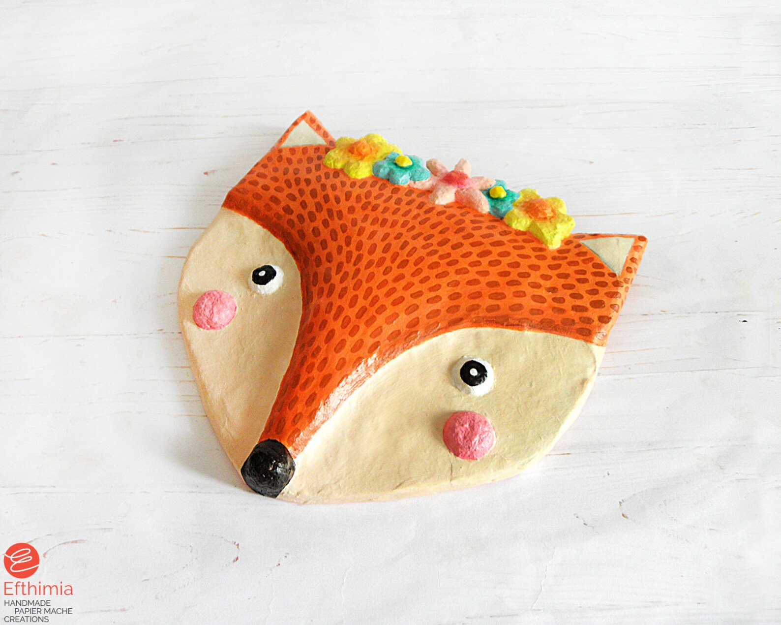 Paper Mache Fox Head Wall Decoration Animal Head Wall Etsy