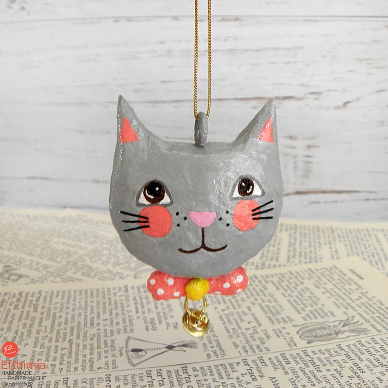 Grey Cat Ornament Cute Cat Lover Gift Christmas Ornament Etsy