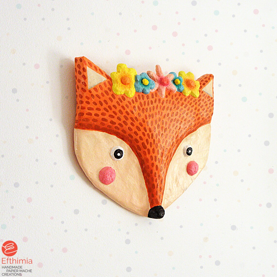 Paper Mache Fox Head Wall Decoration Animal Head Wall Etsy