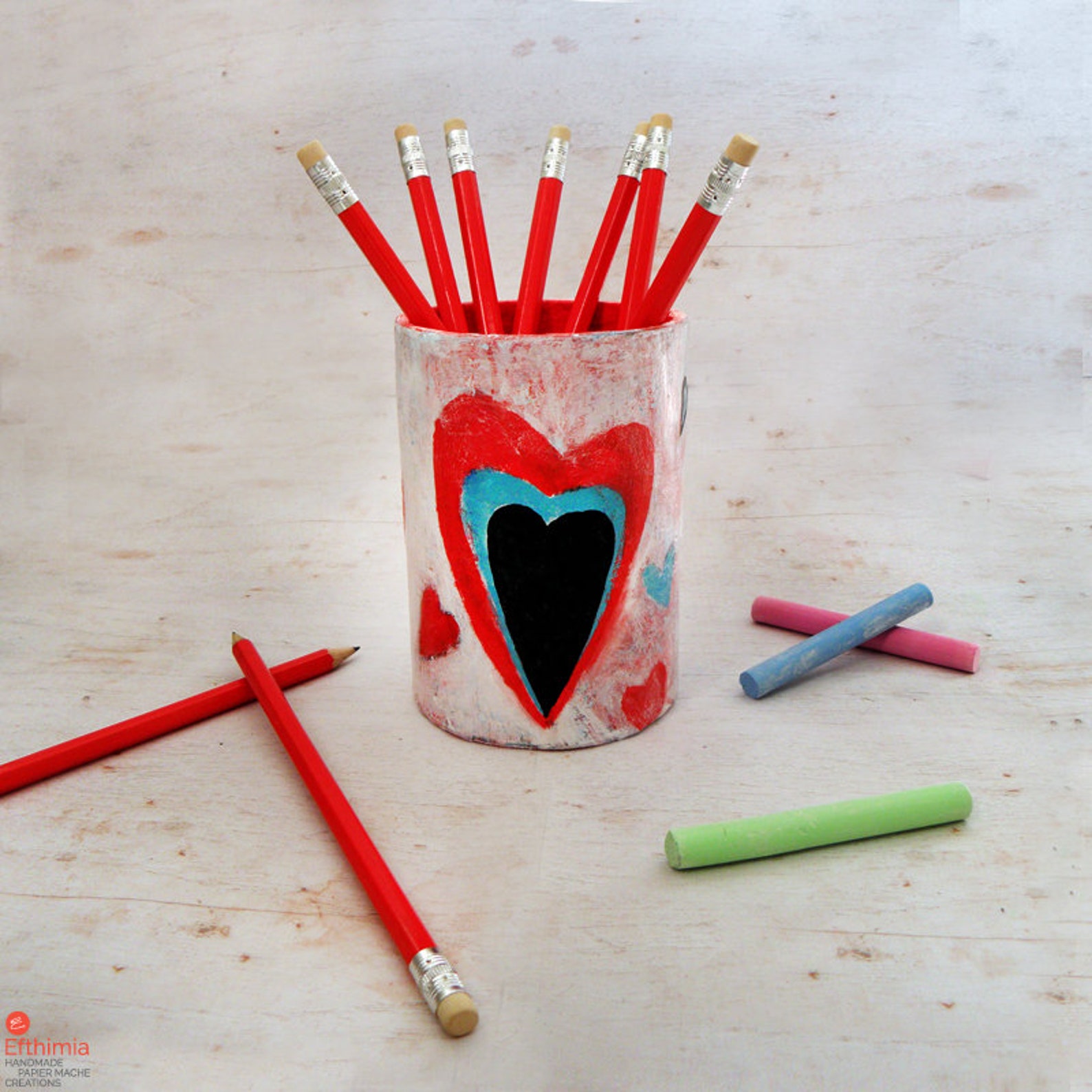 Paper Mache Pencil Holder Upcycled Home Office Decor Papier Etsy