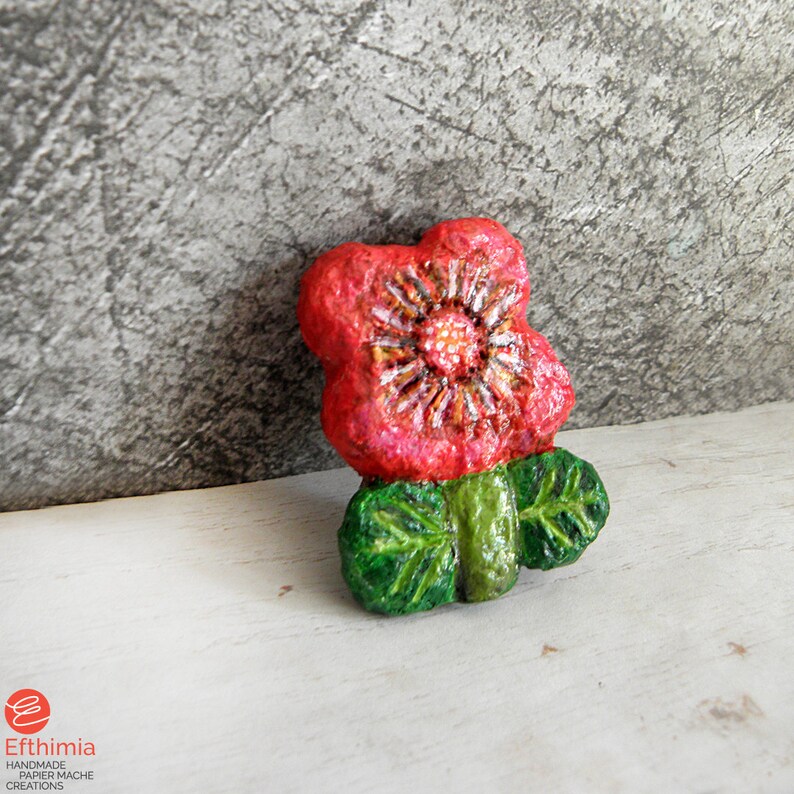 Paper Mache Flower Brooch Paper Pulp Pin Floral Jewelry Etsy