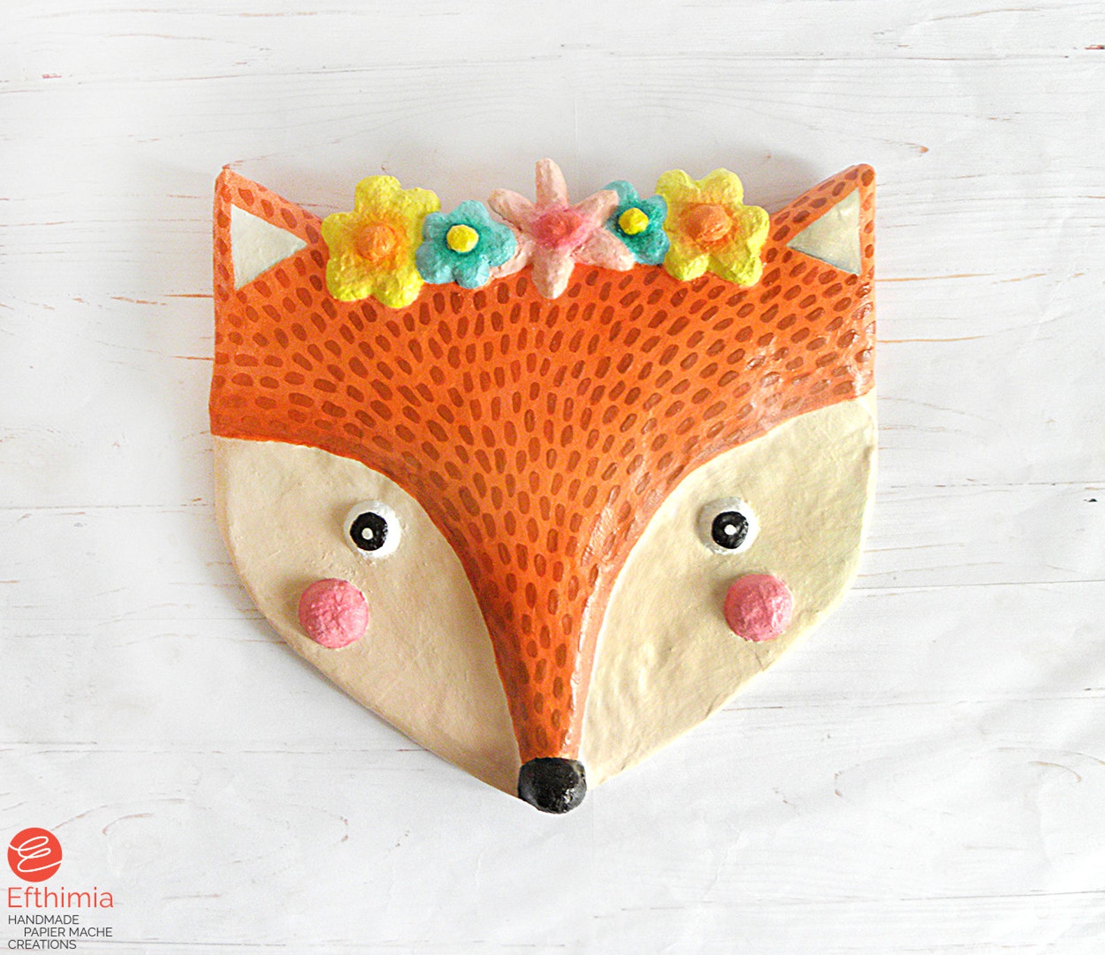 Paper Mache Fox Head Wall Decoration Animal Head Wall Etsy