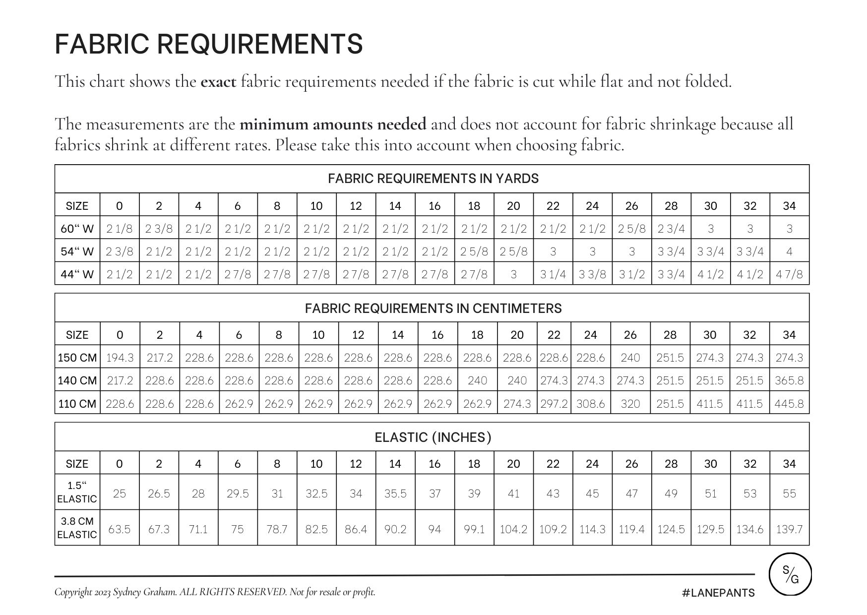 レーンパンツのPDF縫製パターン｜サイズ0～34｜初心者向け｜詳しい動画