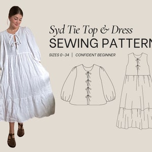 Syd Tie Top PDF Sewing Pattern Size Inclusive 0-34 Beginner Friendly Detailed Video Tutorial image 1