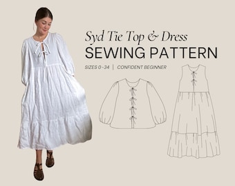 Syd Tie Top PDF Sewing Pattern | Size Inclusive 0-34 | Beginner Friendly | Detailed Video Tutorial