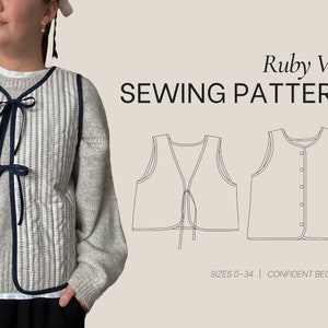 Ruby Vest PDF Sewing Pattern Size Inclusive 0-34 Beginner Friendly Detailed Video Tutorial zdjęcie 1