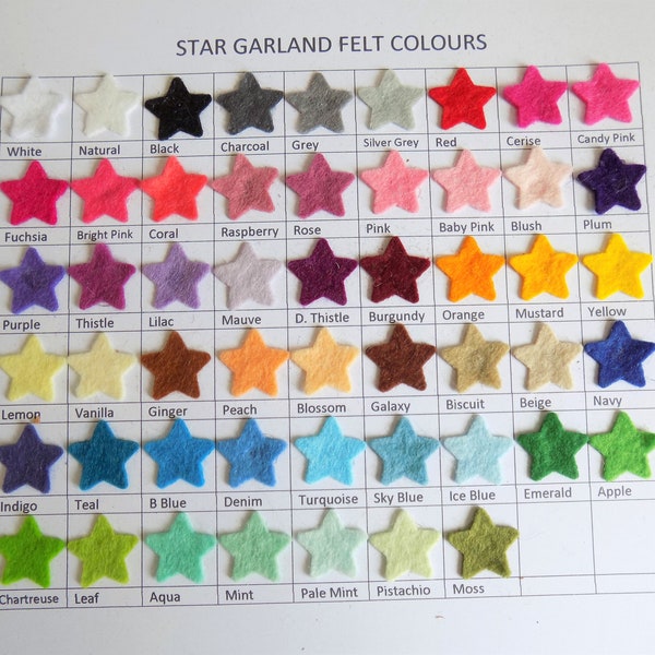 Star garland, personalised star garland, design your own, adjustable felt star bunting,  nursey garland, mobile stars