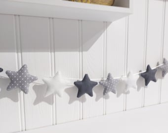 Grey and white felt star garland