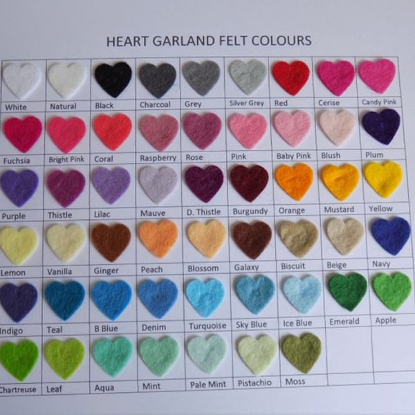 Design your own felt heart garland, felt heart bunting, heart nursey garland