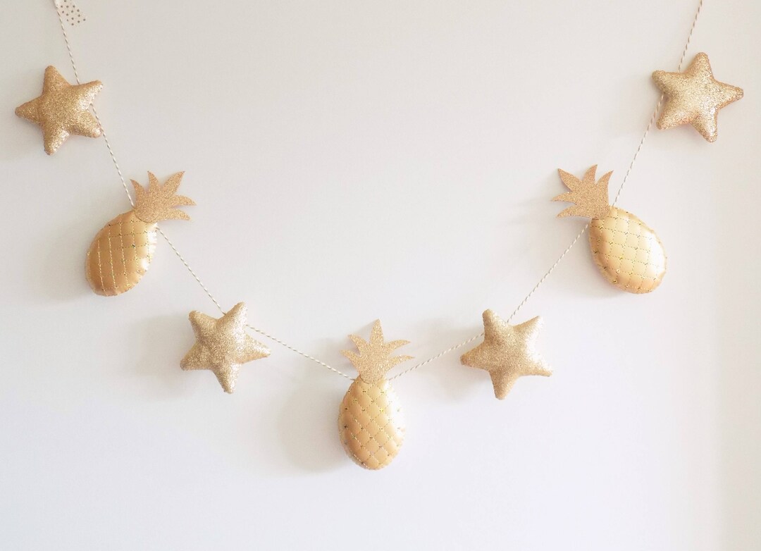 Golden Pineapple Garland Pineapple Party Decor Photo Prop Etsy