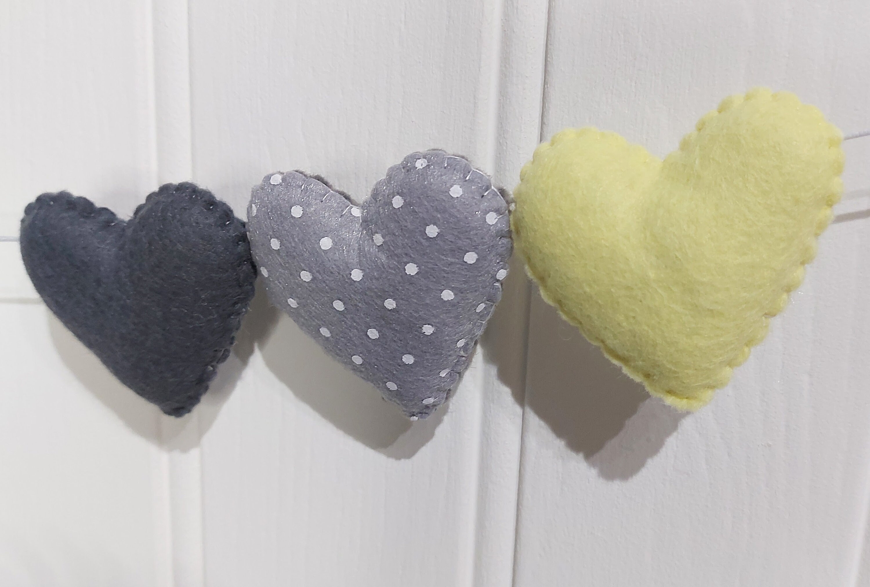 Heart Banner garland Bunting Grey and Yellow Hearts Etsy