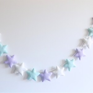 Lavender mint white star garland, Lavender and Mint Decor, Baby Girl Room, Cake Smash, Baby Shower Decor,  Teepee Decor