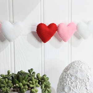 Valentine felt heart garland, bridal shower, wedding decor