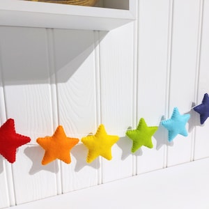 Rainbow felt star garland - rainbow star bunting- rainbow nursery decor - baby shower garland - rainbow garland