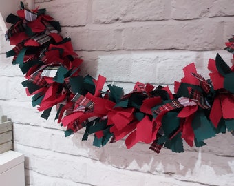 Christmas tartan garland, rag swag, rag garland