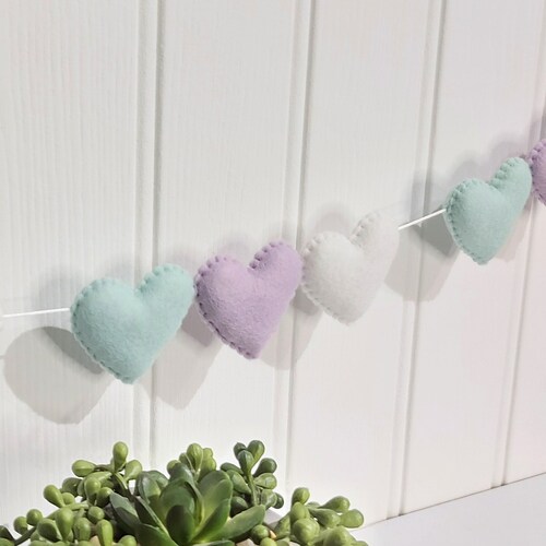 Nursery Garland Felt Heart Garland Pink and Mint Green Felt Etsy
