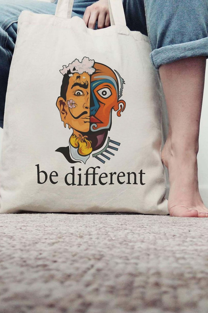 Aesthetic Tote Bag Cotton Tote Bag Be Different Shopping Bag Canvas Tote Bag MZshop Salvador Dali Reusable Shopping Bag