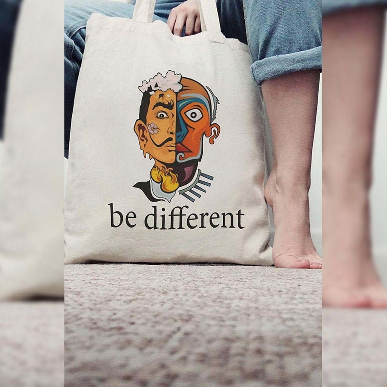 Aesthetic Tote Bag Cotton Tote Bag Be Different Shopping Bag Canvas Tote Bag MZshop Salvador Dali Reusable Shopping Bag