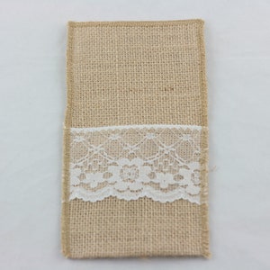 10Pcs Vintage 21*11cm Hessian Burlap Lace Wedding Tableware Pouch Cutlery Holder Decorations Favor