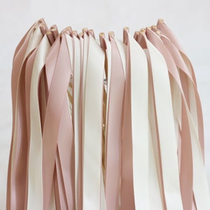 50PCS Wedding Wands with double ribbon no bell, Handmade Party Wand Streamers,ribbon sticks,Magic fairy Wands,Bridal shower photo prop