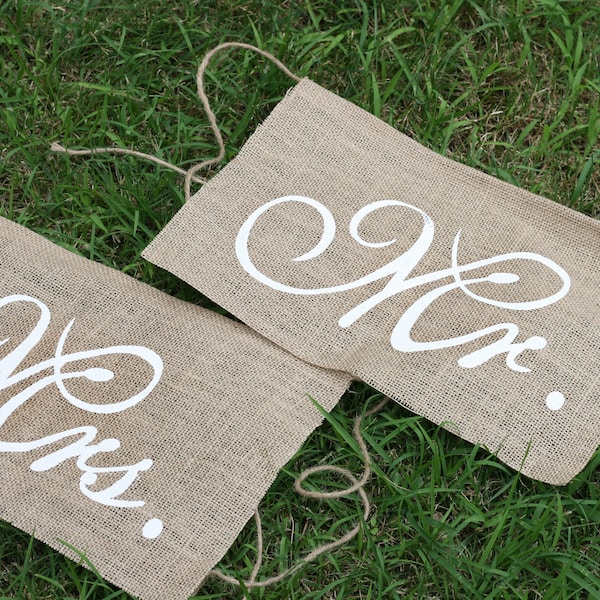 Mr. & Mrs. Wedding Chair Banners,Photo Prop,Burlap Banner,Wedding Banners,Reception Banners,Wedding Reception Decor