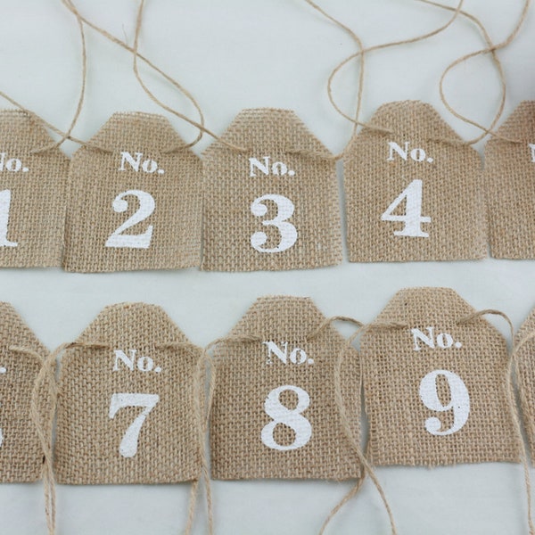 Burlap Table Number Cards,Rustic Wedding Reception,Jute,Hessian Cards,Wedding,Party,Bridal Shower,Hotel Decor