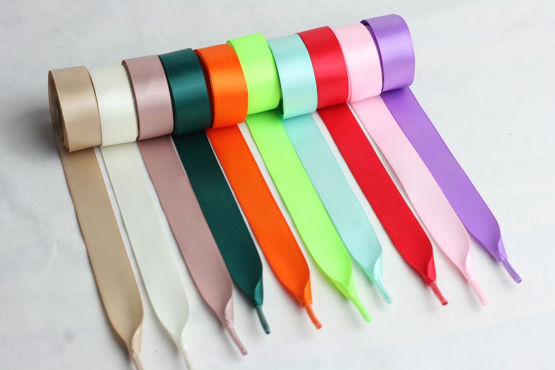 Cheonus 2 Pairs Satin Ribbon Shoelaces Shoes String Bootlace Etsy