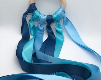 Ribbon Hand Kite,Streamer,Wooden Toy, Wands,Dancing Ring,Wood Rainbow Ring,Gift,Birthday Decor,Kids Party Favor