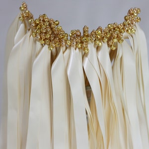 50PCS Handmade Wedding Wands with Triple Ribbon and Bell, Wand Streamers,Ribbon Sticks,Magic Fairy Wands,Bridal Shower Photo Prop