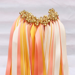 50PCS Handmade Wedding Wands with Triple Ribbon and Bell, Wand Streamers,Ribbon Sticks,Magic Fairy Wands,Bridal Shower Photo Prop