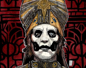 Papa Emeritus VI / GHOST 11 X 14 Watercolor Art Print