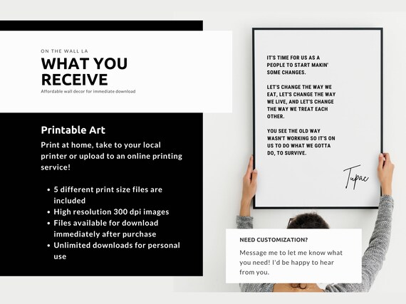 Tupac Changes Lyrics Wall Art Rap Lyrics Wall Art Hip Hop Etsy