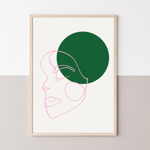 Pink and Green Wall Art Print Pink and Green Decor Black Etsy
