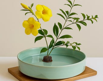Vintage Toyo Ikebana Vase High Gloss Black Orb Basket