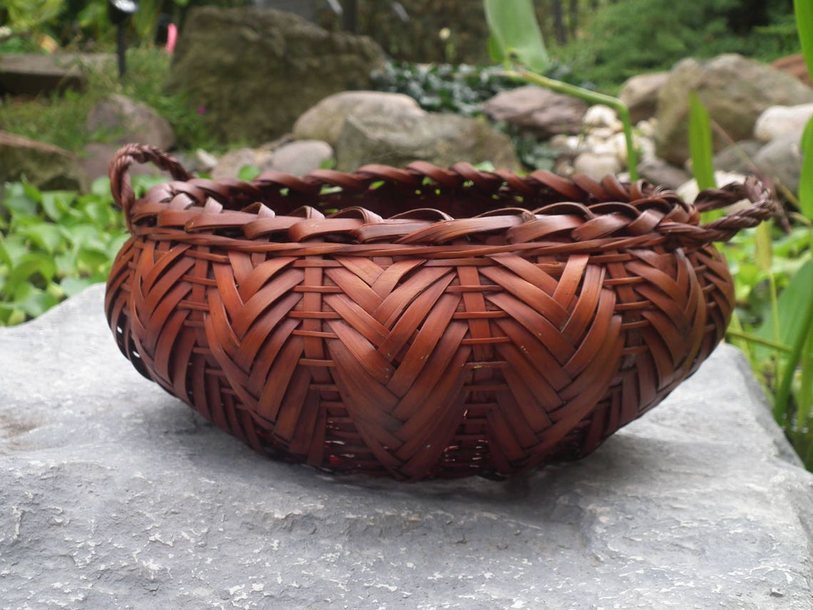 Vintage Japanese Ikebana Bamboo Basket with Insert Flower Etsy