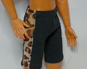 1/6 Scale Bike Shorts: Animal Print Male Doll Gym Clothes